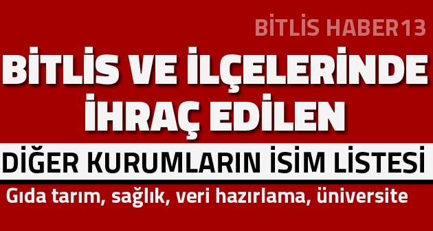 Bitlis Merkez'de ihraç edilenlerin isim listesi