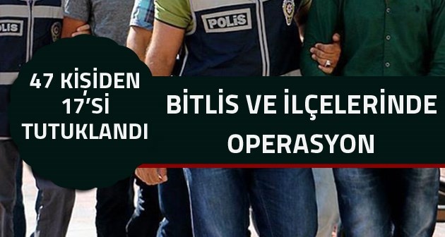 Bitlis ve ilçelerinde düzenlenen operasyonda 17 kişi tutuklandı