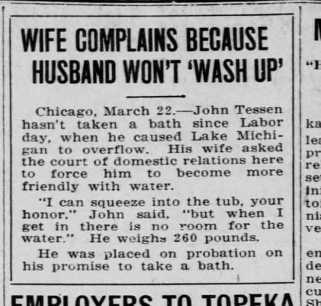 Bir kadın, kocası banyo yapmadığı için onu mahkemeye vermişti