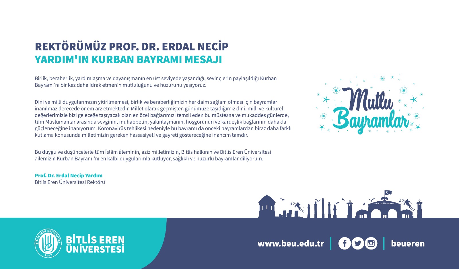 Bitlis Eren Üniversitesi Rektörü Erdal Necip Yardım