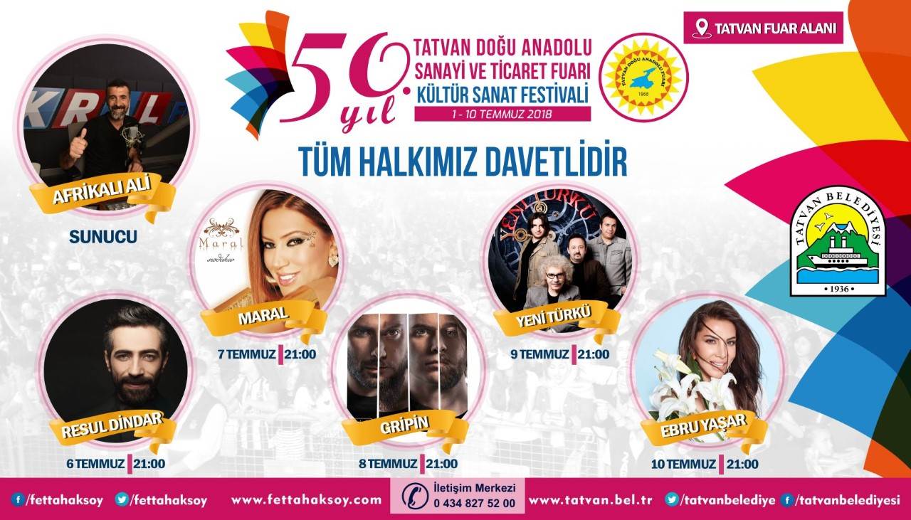 Tatvan, bu yıl 50.'si düzenlenecek olan Tatvan Doğu Anadolu Sanayi ve Ticaret Fuarı Kültür Sanat Festivaline hazırlanıyor.
