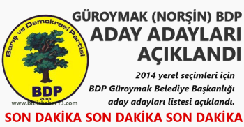 Güroymak BDP Aday Adayları Açıklandı