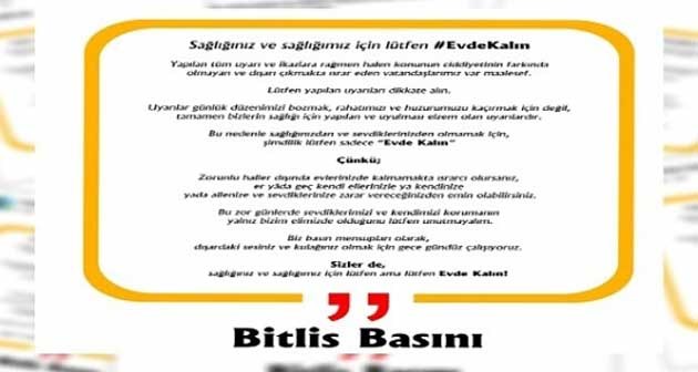 Bitlis basınından evde kal çağrısı