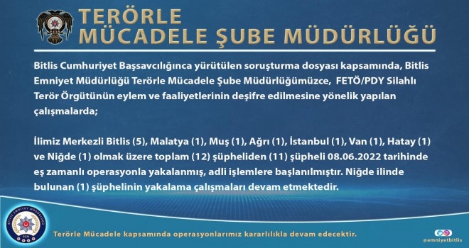 Bitlis Merkezli 8 İlde FETÖ/PDY Operasyonu