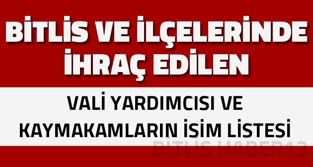 Bitlis Vali Yardımcısı ve 3 İlçenin Kaymakamı Görevden İhraç edildi
