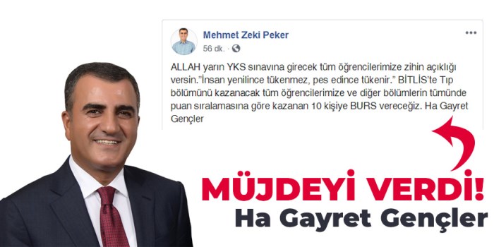 Bitlisli iş adamı Zeki Peker'den öğrencilere motive