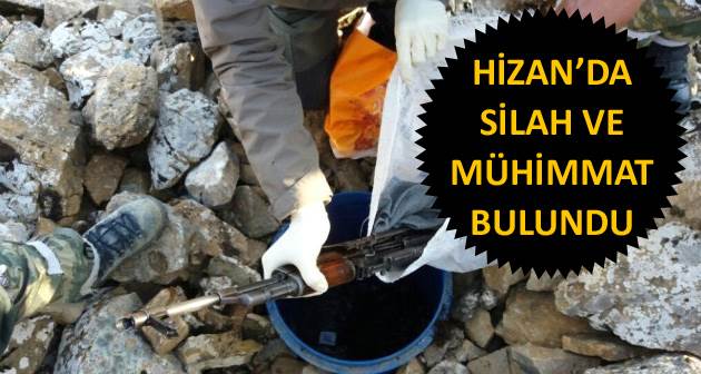 Hizan'da toprağa gömülü silah ve mühimmat bulundu