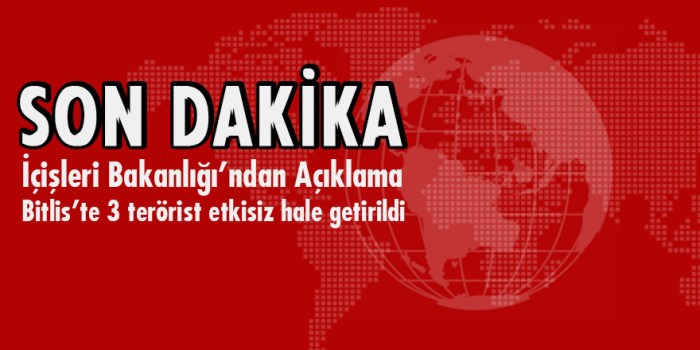 İçişleri Bakanlığı'ndan Açıklama: Bitlis'te 3 terörist etkisiz hale getirildi